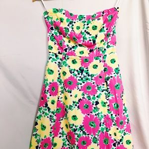 Lilly Pulitzer Floral Print Strapless Dress